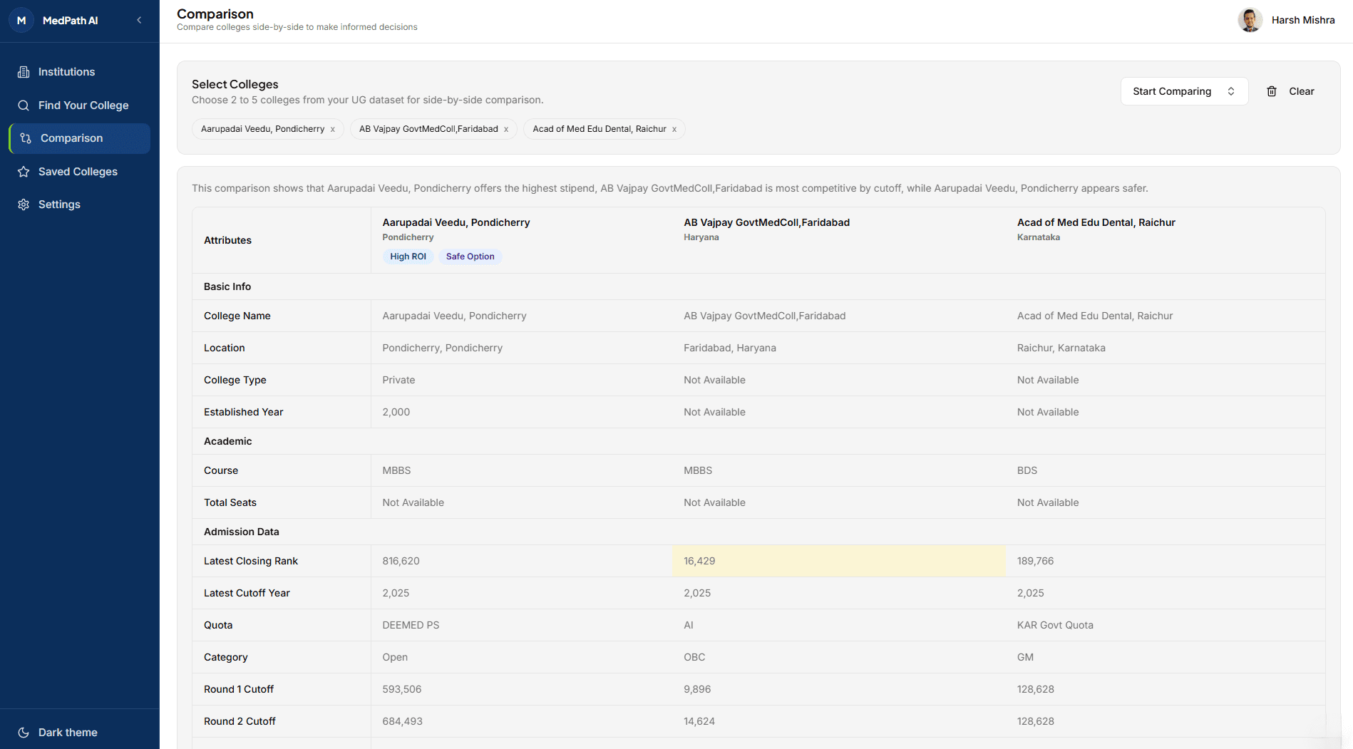 Smart College Matching